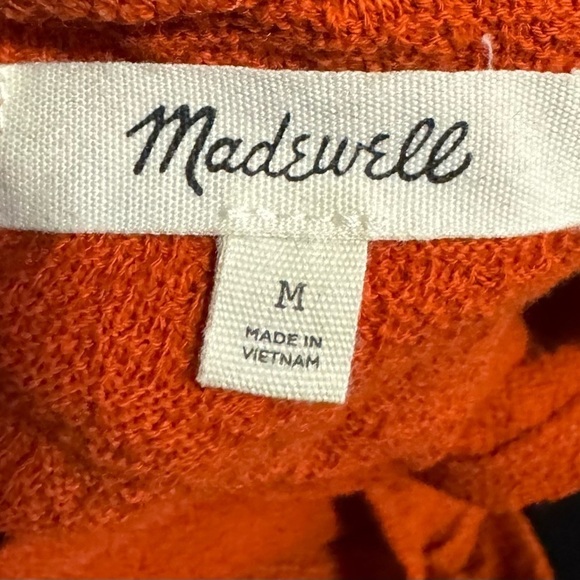 Madewell  Women’s Burnt Orange Tangerine Texture & Thread Wrap-Tie Top Medium - Picture 7 of 14